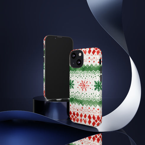 Watercolor Christmas Knitting - Impact Resistant Phone Case